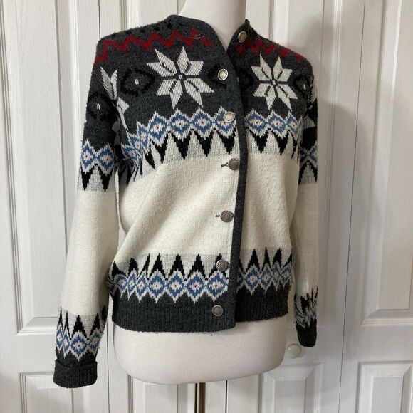 Vintage Lady Puritan Snowflake Cardigan Sweater Womens Size S/M Button Front - Picture 9 of 15